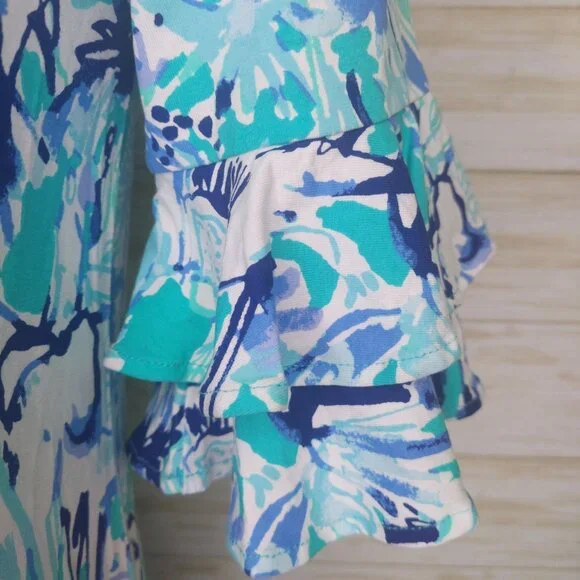 Lilly Pulitzer Women's Lula Dress XS Tropical Elephant Appeal Turquoise/Blue - Picture 9 of 13